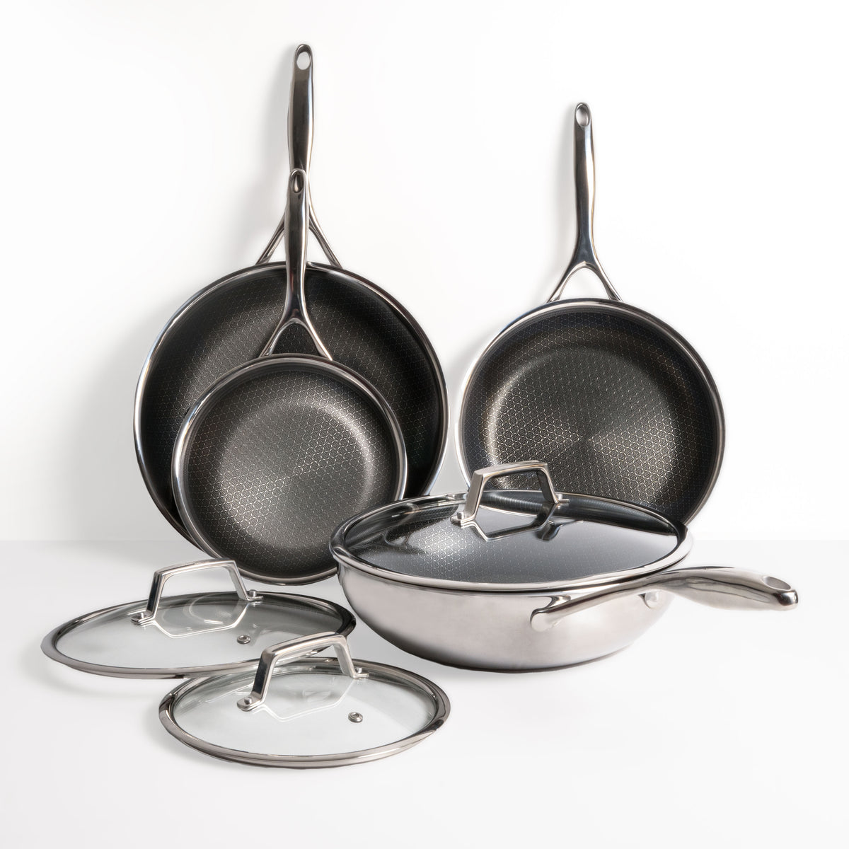 Matero 7-delige pannenset - 3 koekenpannen, wok en 3 deksels